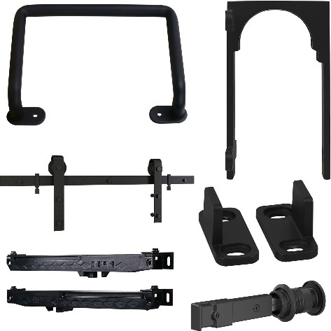 Classic 96-in Matte Black Barn Door Kit with Troy Pull