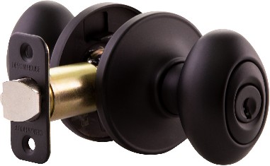 Egg Matte Black Interior/Exterior Bed/Bath Keyed Entry Door Knob