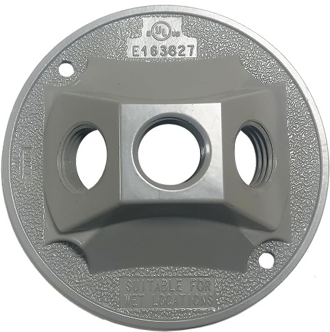 Round Gray Metal Weatherproof Electrical Box Cover