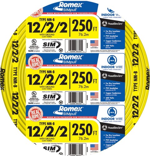 250-ft 12 / 2 / 2 Romex SIMpull Solid Indoor CU NM-B W/G Individual pack ( By-the-roll )