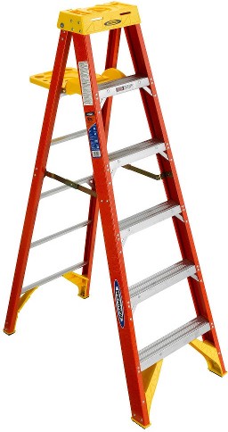 6200S 6-ft ( 10-ft Reach Height ) Fiberglass Type 1A - 300 lbs. Load Capacity Step ladder