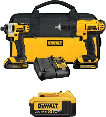 2-Tool 20V Max Combo Kit & XR 20V 4-Amp Hour Battery
