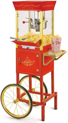 0.5-Cup Red Oil Freestanding Popcorn machine cart