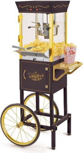 1-Cup Black Oil Freestanding Popcorn machine cart