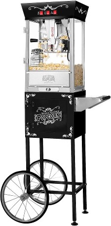 1-Cup Red Oil Freestanding Popcorn machine cart