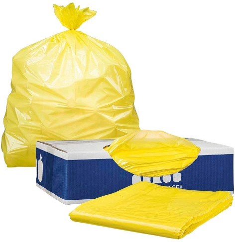 60-Gallon Scent free Yellow Outdoor Plastic Can Twist Tie Trash Bag 50 -Count