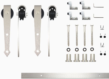 60-in Brushed Brushed Nickel Indoor Arrow Double Barn door hardware kit