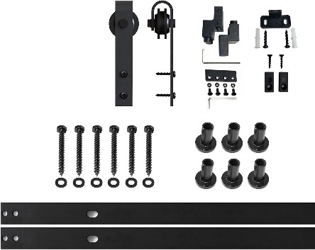 96-in Rustic black Black Indoor J-strap Single Barn door hardware kit