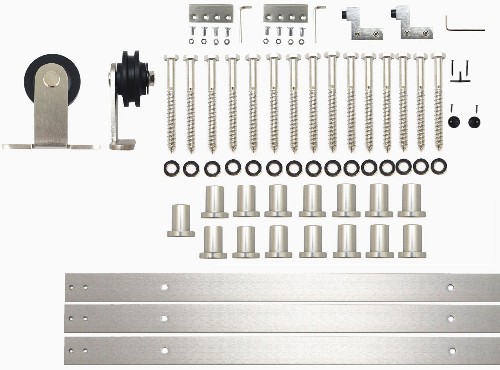240-in Brushed Brushed Nickel Indoor Top mount Single Barn door hardware kit