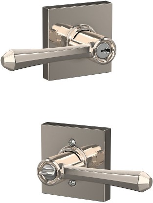 Custom Custom Dempsey - Collins Polished Nickel Exterior Keyed Entry Door Handle
