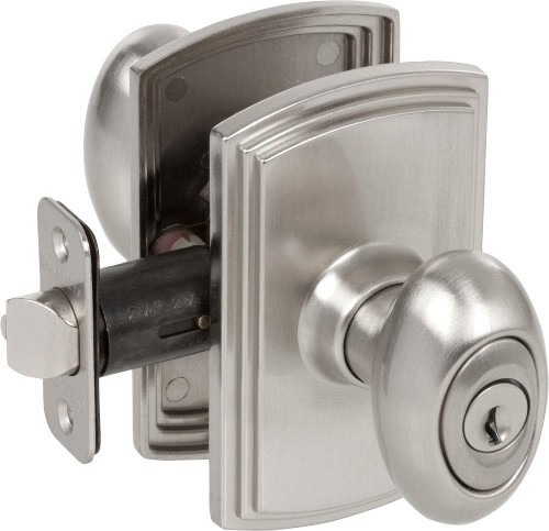 Canova Satin Nickel Interior/Exterior Keyed Entry Door Knob