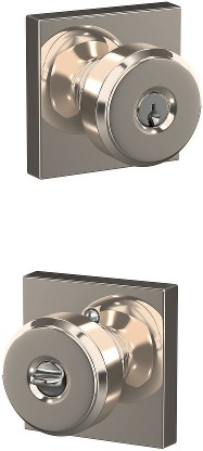 Custom Bowery - Collins Polished Nickel Exterior Keyed Entry Door Knob