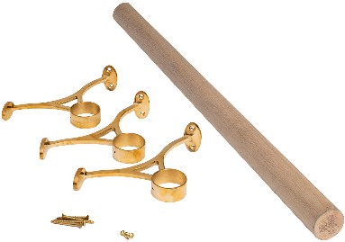 8-ft L x 2-in Dia. Oak Wood Bar Foot Rail Kit (Installation Hardware Included)