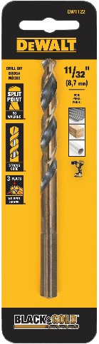 11/32-in x 4-7/8-in Black and gold coated HSS Jobber length Twist Drill Bit