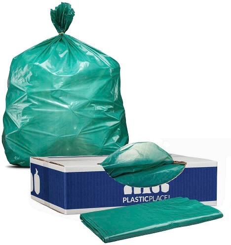 31-Gallon Green Indoor Plastic Can Twist Tie Trash Bag 100 -Count