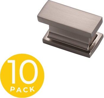 Hexa 1-in Brushed Nickel Rectangular Modern Cabinet Knob 10 -Pack