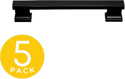 Hexa 5-in , 128mm Center to Center Black Rectangular Bar Appliance Pull 5 -Pack