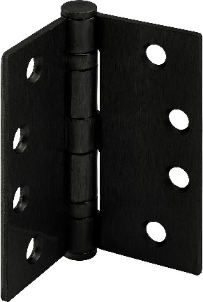 4-in H Square Matte Black Barrel Interior/Exterior Door Hinge 3 -Pack