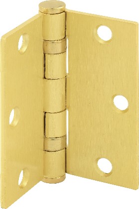 3-1/2-in H Square Satin Brass Barrel Interior/Exterior Door Hinge 3 -Pack