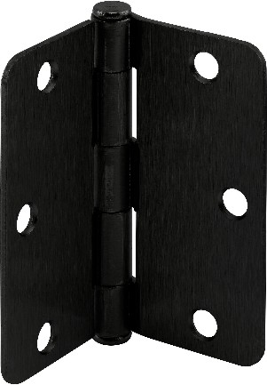 3-1/2-in H x 1/4-in Radius Matte Black Barrel Interior/Exterior Door Hinge 12 -Pack