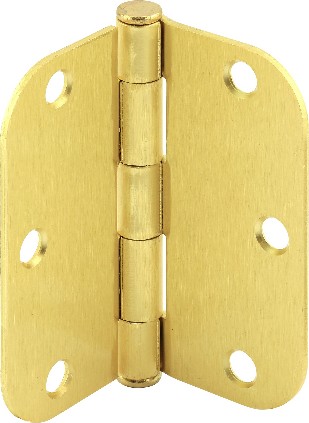 3-1/2-in H x 5/8-in Radius Satin Brass Barrel Interior/Exterior Door Hinge 12 -Pack