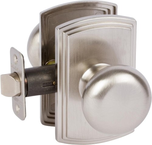 Santo Satin Nickel Interior/Exterior Keyed Entry Door Knob
