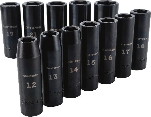 12-Piece 1/2-in Drive Set 6-point Impact Socket Set