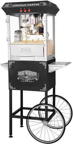 48-Cup Black Oil Freestanding Popcorn machine cart