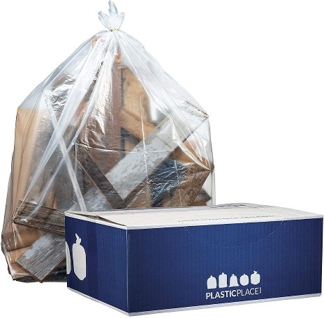 42-Gallon Clear Outdoor Plastic Construction Twist Tie Trash Bag 50 -Count