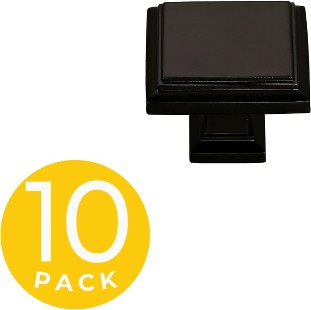 Accent 1-in Black Square Modern Cabinet Knob 10 -Pack