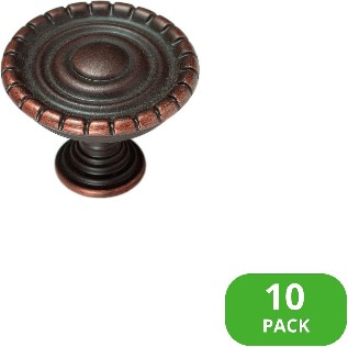 Laurel 1-1/4-in Satin Copper Round Transitional Cabinet Knob 10 -Pack