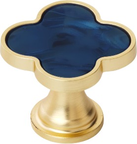Accents 1-1/4-in Gold and Navy Blue Geometric Contemporary Cabinet Knob 2 -Pack