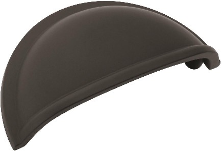Cup Pulls 3-in , 76mm Center to Center Matte Black Oval Cup Drawer Pull