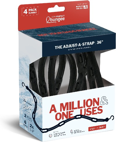 36-in Adjustable Heavy-duty Strap Bungee Cord with Hooks 4.0 -Pack