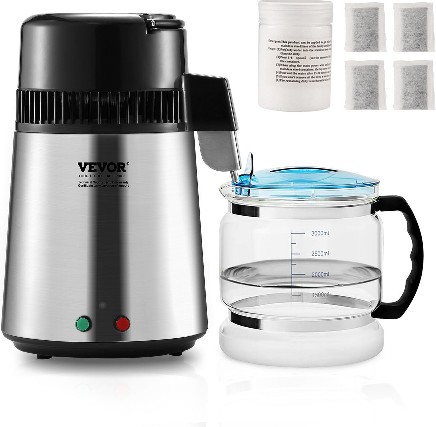 750 W 6.3 Gal/D Water Distiller Silver 1 -Cup Electric kettle with Automatic Shut-Off