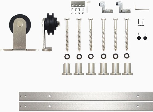 108-in Brushed Brushed Nickel Indoor Top mount Single Barn door hardware kit
