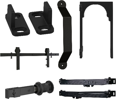 Classic 96-in Matte Black Barn Door Kit with Charleston Pull