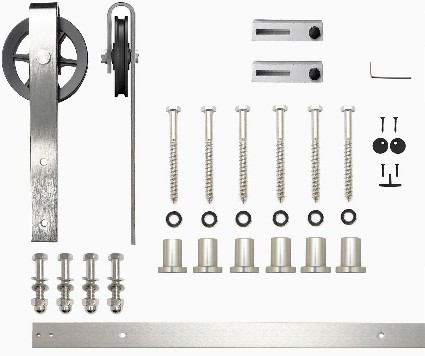 90-in Brushed Brushed Nickel Indoor Spoke Wheel Single Barn door hardware kit