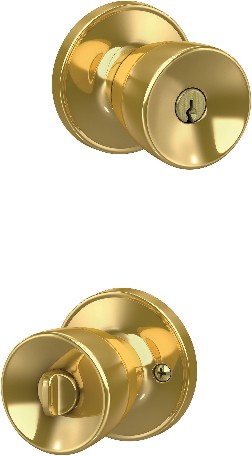 Banyan Bright Brass Exterior Keyed Entry Door Knob