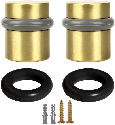 1-1/2-in Satin brass Concave bumper Door Stop 2 -Pack