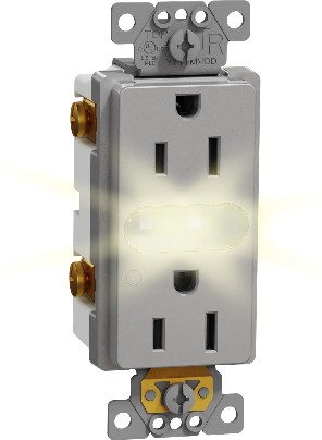 X Series 15 -Amp 125-volt Tamper Resistant Residential Decorator Outlet with night light , Matte Gray