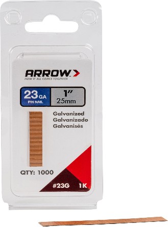 1-in 23 -Gauge Straight Electro-galvanized Collated Pin nails 1000 -Per Box