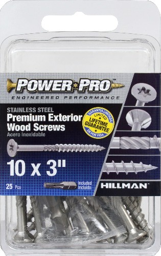 #10 x 3-in Stainless steel Exterior Construction screws ( 25 -Per Box )