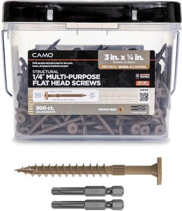 #8 x 3-in Tan Framing Polymer Flat -Head Exterior Structural wood screws 1000 -Pack