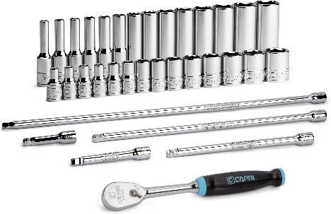 1/4-in Drive Metric Shallow/Deep Socket Set 34 -Pieces