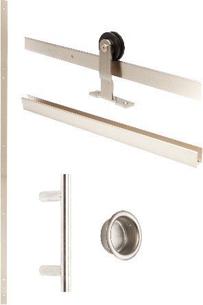 84-in Satin Satin Nickel Indoor Top mount Soft Close Single Barn door hardware kit