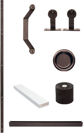 72-in Antique Antique Bronze Indoor Top mount Soft Close Single Barn door hardware kit