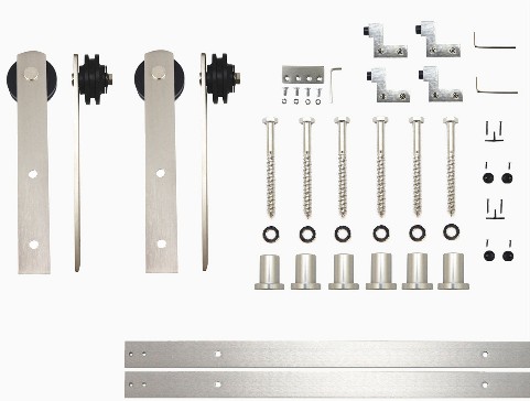 108-in Brushed Brushed Nickel Indoor I-strap Double Barn door hardware kit