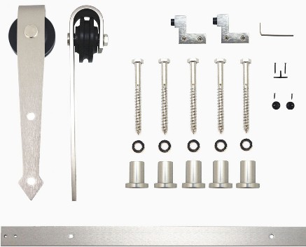 79-in Brushed Brushed Nickel Indoor Arrow Single Barn door hardware kit