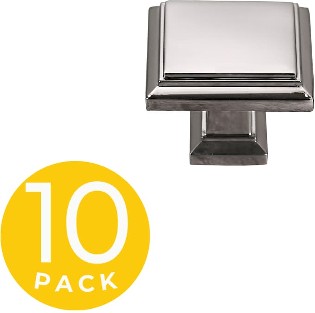 Accent 1-in Polished Chrome Square Modern Cabinet Knob 10 -Pack